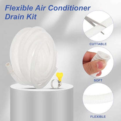 PATIKIL 49.2ft Air Conditioner Drain Kit, Universal AC Drain Hose Connector Hose with Clamp Rubber Adapter for Mini-Split Window AC Unit Dehumidifier Faucet - size: 49.2ft