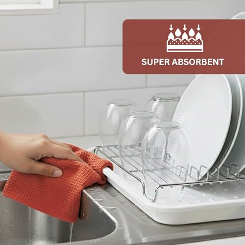 Rust Waffle Weave Kitchen Towel, 100% Cotton - 15x25 Inches with Hanging Loop, Ultra Soft Absorbent Quick Drying Dish Cloth, Tea and Hand Towels, 4 Pack - Spring Easter Summer - Rust - color: Rust, size: 15 x 25 - 4 Pack