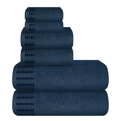 Ultra Soft 6 Pack Cotton Towel Set, Contains 2 Bath Towels 28x55 inch, 2 Hand Towels 16x24 inch & 2 Wash Cloths 12x12 inch, Ideal Everyday use, Compact & Lightweight - Mineral Blue - color: Mineral Blue, size: 6 Pack Set