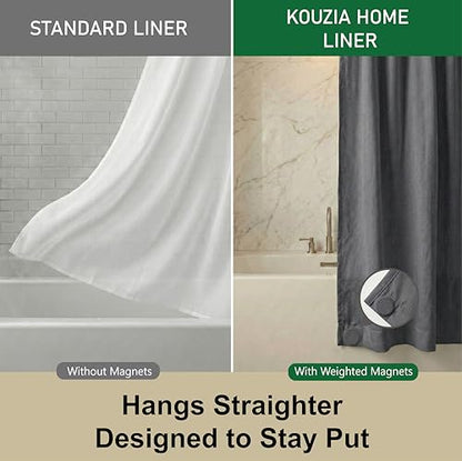 Waterproof Fabric Shower Curtain Liner, TPU Coated, PEVA-Free & Odorless, Hotel Quality, 3 Magnets, Rust-Proof Metal Grommets, Machine Washable, Grey, 60x72 Inch - color: Grey, size: 60"W x 72"L (Pack of 1)