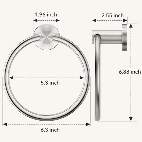 FORIOUS Towel Ring, SUS304 Stainless Steel Hand Towel Holder,Brushed Nickel | Modern Hand Towel Holder Rack Hanger Round for Bathroom Wall Mounted, Ideal for Bathroom, Kitchen, RV - color: Stainless Steel