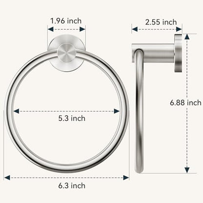 FORIOUS Towel Ring, SUS304 Stainless Steel Hand Towel Holder,Brushed Nickel | Modern Hand Towel Holder Rack Hanger Round for Bathroom Wall Mounted, Ideal for Bathroom, Kitchen, RV - color: Stainless Steel