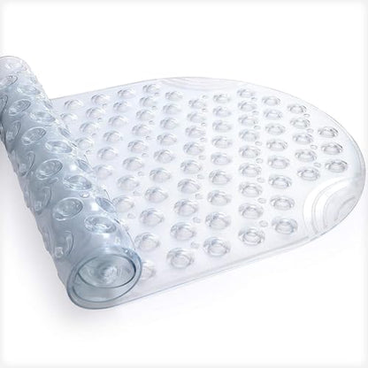 Anti Slip Bathtub Mat,Non Slip Bath Mat,16x35 Inch Extra Long Tub Mat,Machine Washable Bathroom Shower Mat with Suction Cups and Drainage Holes,Soft on Feet (White) - color: Clear White