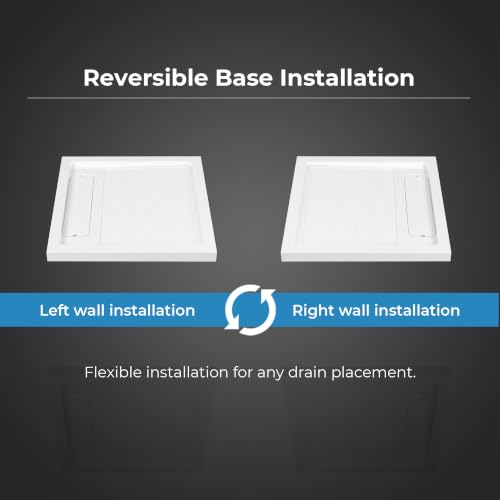 OVE Decors 36x36" Shower Base Side Drain, White - size: 36 x 36, style: Side Drain