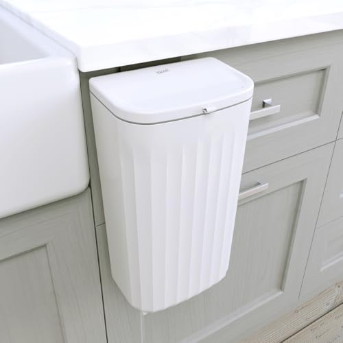 Glad Roomate Under Counter Waste Bin | Space Saving Small Trash Can for Kitchen Cabinet, Bathroom or Office | Dual Lid for Ease of Opening, 12 Liter, White - color: 12 Liter White Plastic, size: 12L