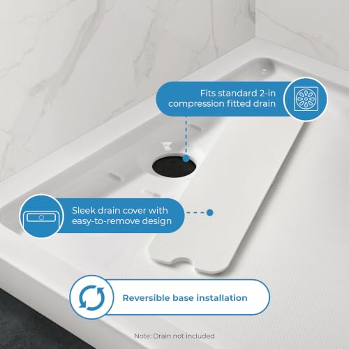 OVE Decors 54x36" Shower Base, White - size: 54 x 36, style: Side Drain