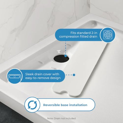 OVE Decors 54x36" Shower Base, White - size: 54 x 36, style: Side Drain