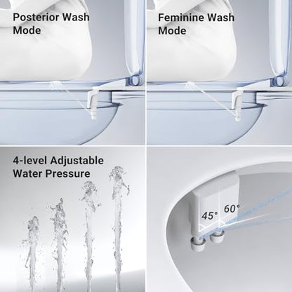 Bidet Attachment for Toilet Seat Sprayer - Non Electric Dual Nozzle with Cold Water - Self Cleaning Toilets Bathroom Spray for Butt Wash - Easy Slim Adjustable Pressure Control Rv Bidets Gifts - color: Black