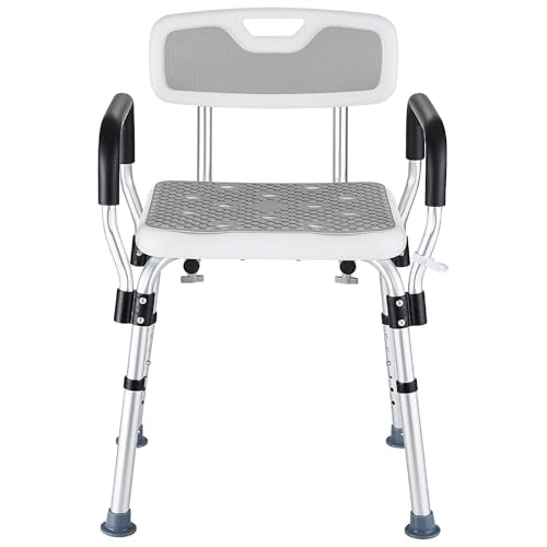 Shower Chair for Elderly and Disabled Inside Shower | Shower Seat for Inside Tub 450 LB Heavy Duty, Shower Chair with Arms and Back - color: Gray