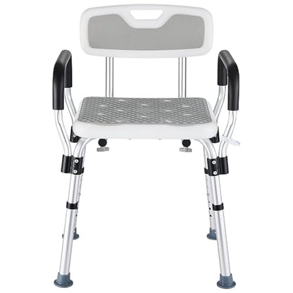 Shower Chair for Elderly and Disabled Inside Shower | Shower Seat for Inside Tub 450 LB Heavy Duty, Shower Chair with Arms and Back - color: Gray