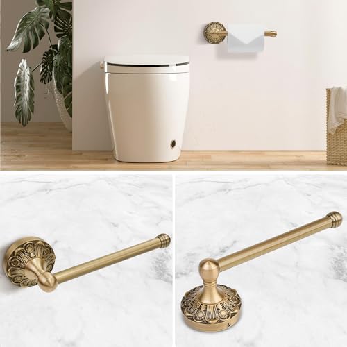 Brass Toilet Paper Holder Towel Ring, Antique Brass Towel Holder Toilet Paper Roll Holder, Rustic Towel Rack Bathroom Accessories Set Hardware 2 Pieces Farmhouse Wall Mounted - color: Antique Brass