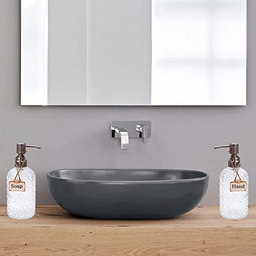 16 oz Diamond Pattern Glass Soap Dispenser, Kitchen and Bathroom Refillable Soap Dispenser with Rust Resistant Stainless Steel Pump for Hand Soap, Lotion Glass Liquid Dispenser(Clear-2pack) - color: Clear-2pack