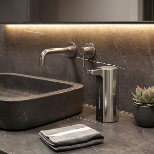 EKO Aroma Pro 13.5 fl oz Touchless Automatic Liquid Soap Dispenser, Rechargeable Hand & Dish Soap Dispenser for Bathroom and Kitchen, Waterproof, Adjustable Volume Control (Chrome Metallic) - color: Chrome Metallic, size: 13.5 oz (Premium Wireless Chargin