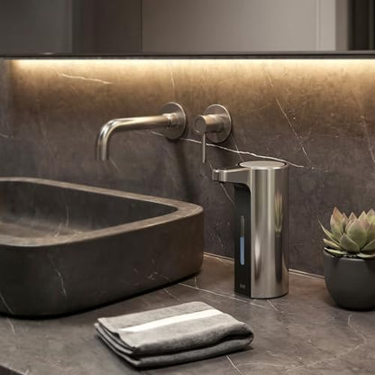 EKO Aroma Pro 13.5 fl oz Touchless Automatic Liquid Soap Dispenser, Rechargeable Hand & Dish Soap Dispenser for Bathroom and Kitchen, Waterproof, Adjustable Volume Control (Chrome Metallic) - color: Chrome Metallic, size: 13.5 oz (Premium Wireless Chargin