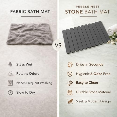 Foldable Stone Bath Mat Large 30" x 17" – Diatomaceous Earth Quick Drying Non-Slip Bathroom Mat Rug – Absorbent Diatomite Mat, Durable & Easy to Clean, Modern (Dark Grey, Large 30" x 17") - color: Dark Grey
