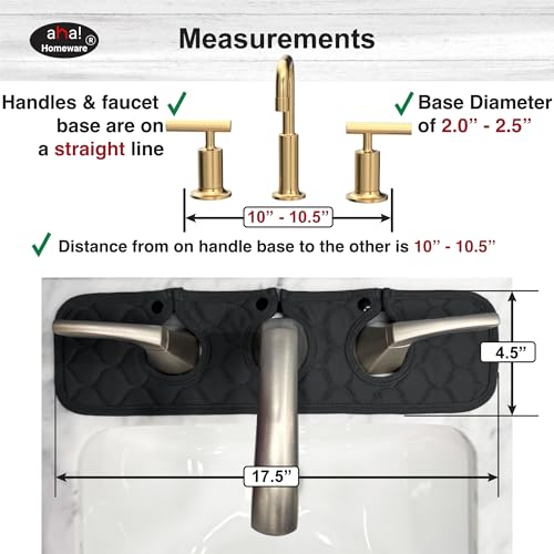 Bathroom Sink Splash Guard 3-Round-Hole : AHA HOMEWARE, Faucet Mat for Bathroom Sink 3 Holes (Black & Black) - color: Black & Black