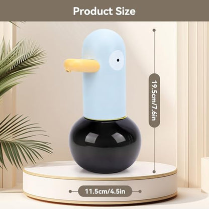 Cute Duck Automatic Foam Soap Dispenser, USB Rechargeable Touchless Hand Soap Dispenser Hand- Free Shampoo Dispensers for Bathroom, Kitchen Countertop, Preschool, 13.5oz