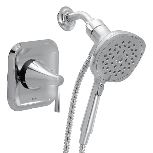 Moen Ronan Chrome Single-Handle Modern Shower Faucet with Square Handheld Rain Shower Spray Head Featuring Magnetix, Valve Included, 82023 - color: Chrome