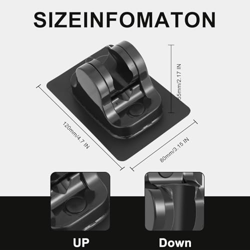2PC MAYYAYA ShowerHead Holder, Black Adhesive WallMounted, Adjustable Angle | Heavy Duty Wall Mounted Shower Head Shelf Bracket, ABS Stick-on Wall Bracket with Strong Adhesive for Handheld Shower Heads - color: Matte Black