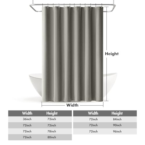 MIULEE Linen Fabric Shower Curtain Grey W72*L78 12 Metal Hooks | Modern, Heavy Duty, Shower Curtain Set, Waterproof Thick Cloth Shower Curtains, Bathroom Hotel Bathtub, Washable - color: Grey, size: 72"W x 78"L (Pack of 1)
