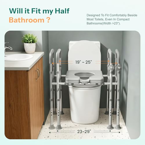 HOMEAL Raised Toilet Seat Riser with Handles for Seniors, 450LBS Heavy-Duty 3in1 Commode Chair for Disabled & Patients with Reinforced Frame & Protective Deflector, Built for Safety & Clean - size: Without Commode