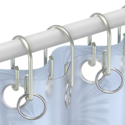 Shower Curtain Hooks Rings ，Double Sided Shower Curtain Hooks Rust Proof，12 pcs Shower Hooks for Inside Shower，Smooth Sliding Anti-Drop Double Shower Rings for Curtain (Nickel) - color: Nickel