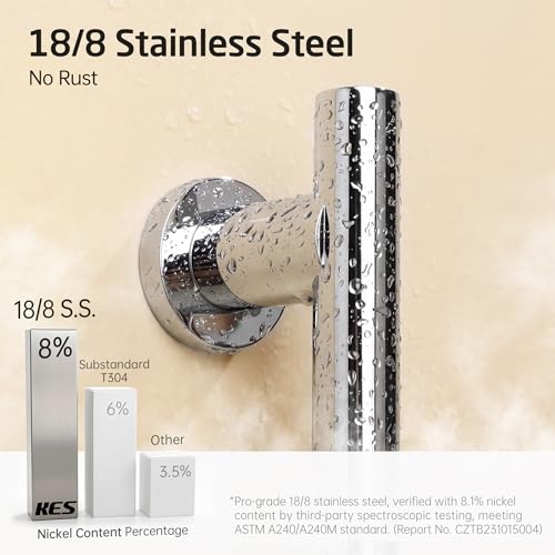 KES Adjustable Shower Head with Slide Bar, Handheld Shower Head Holder 5 Function with Extra Long Hose System Set, Wall Mount 18/8 Stainless Steel Polished Finish, F204-PS-C1 - color: Polished Silver