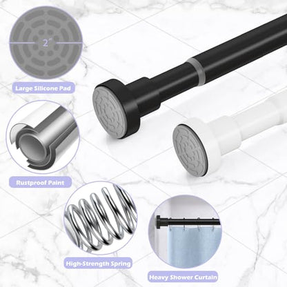 Shower Curtain Rod Spring Tension:2Pack Black Shower Rods for Bathroom 33 to 72 Inch,1 Inch Modern Heavy Duty Adjustable Tension Shower Curtain Rod No Drilling No-Slip Easy Install,Matte Black - color: Black, size: 【33''-72''】2 Pack
