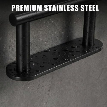 Bathroom Hardware Set, Matte Black 3-Piece | Toilet Paper Holder, Double Robe Hook, Wall Mounted, Stainless Steel - color: Yaguanghei