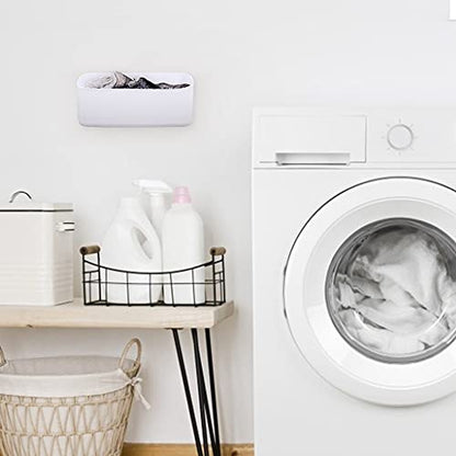 Picowe Magnetic Laundry Storage, Lint Holder Bin for Laundry Room, Space-Saving Trash Container Hanging on Dryer, Washer or Wall Mount Trash Bin (Gray White) - size: M - White