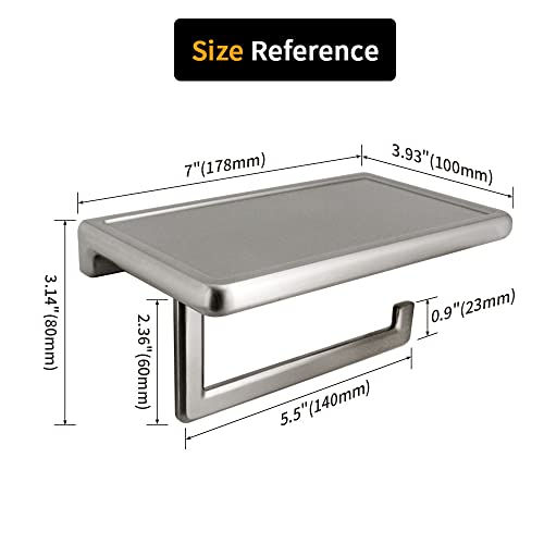 Toilet Paper Holder for Bathroom Solid ZINC Alloy Material and Superior Hotel Style Tissue Roll Holder with Cell Phone Storage Nickel Finish D500091BN - color: Brushed Nickel