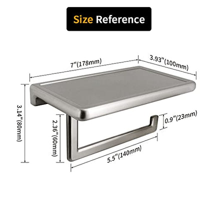 Toilet Paper Holder for Bathroom Solid ZINC Alloy Material and Superior Hotel Style Tissue Roll Holder with Cell Phone Storage Nickel Finish D500091BN - color: Brushed Nickel