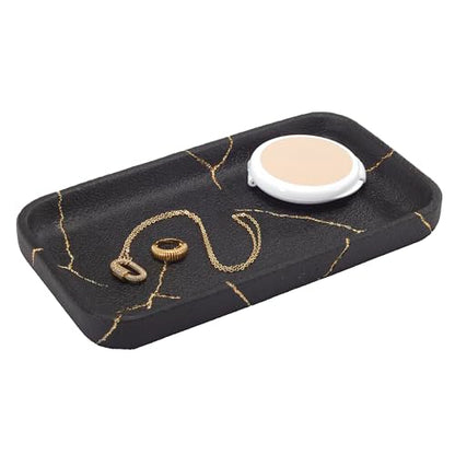 Nicole Miller - Bathroom Set, 3pc Resin Countertop Accessories, Dorm Room Essentials (Sydney Collection, Black/Gold) - size: 3 Pack Accessories