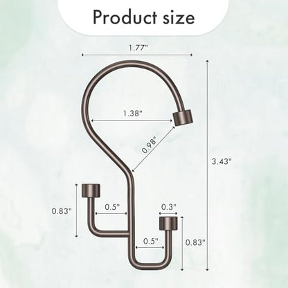 Bathway 12-Pack Double Shower Curtain Hooks, Rust-Resistant Metal Shower Curtain Rings with High-Low Design to Separate Liner & Curtain, Smooth Glide, Bronze - color: Bronze