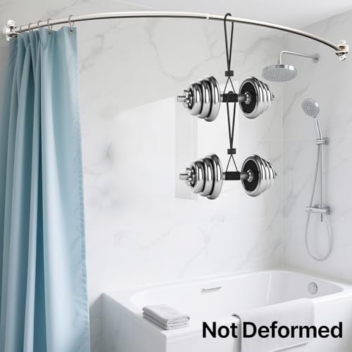Curved Shower Curtain Rod, Rust Resistant, Adjustable Length 42-73 inches for Shower, Bathroom, Hole Punch Required-Brushed Nickel - color: Brushed Nickel