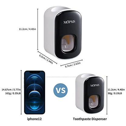 MOPMS Automatic Toothpaste Dispenser Wall Mounted for Kids and Adult 1Pcs | Automatic Toothpaste Squeezer Holder for Bathrooms - color: Black