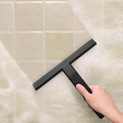 JustHang Shower Squeegee with Built-in Hook, 10-Inch Black | Award-Winning Design, All-One-Piece Soft-Touch Silicone, for Glass Door, Bathroom, Window, Mirror, Tile Wall, Car - color: Classic Black