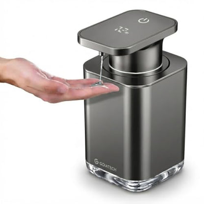 Automatic Soap Dispenser with Digital Display, Touchless Sensor, USB-C Rechargeable, No Drip Pump, 3-Level Adjustable, IPX5 Waterproof, 450ml Capacity – Modern Bathroom & Kitchen Countertop (Grey) - color: Gray