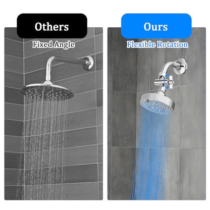 Adjustable Shower Head Extension Adapter, 360° Rotatable Angle | All-Metal Adapter, fits fixed & rainfall shower heads, easy installation, corrosion-resistant chrome finish