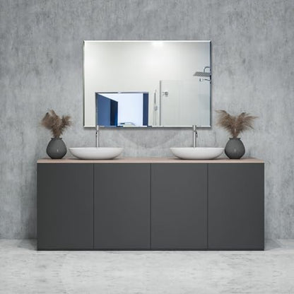 Ruomeng Wall Mirror Bathroom Mirrors for Wall 40" x 30", Frameless Rectangle Mirror with Beveled Edge Wall Mounted Mirror for Vanity and Entryway - size: 40"L x 30"W