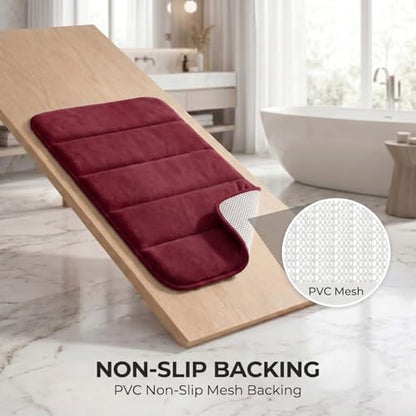 Bathroom Rugs Set 3 Piece, Memory Foam Bath Rugs, Non Slip Washable Bathroom Rug Set, Extra Soft Absorbent Bath Mats with U-Shaped Toilet Rug, Burgundy - color: Burgundy