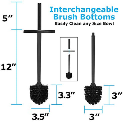 Blue Donuts Toilet Brush and Plunger Set with Holder, Modern Black Bathroom Accessories Toilet Plunger and Toilet Bowl Brush Combo - color: Black