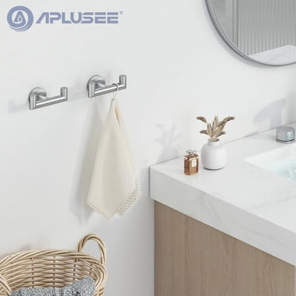 Brushed Nickel Bathroom Double Towel Hooks, 2 Pack, Wall Mounted | 304 Stainless Steel, Rust-resistant for Bathroom Shower Laundry Room, Heavy-duty 11 lbs Robe Hooks, Towels, Clothes Storage - color: Brushed Nickel