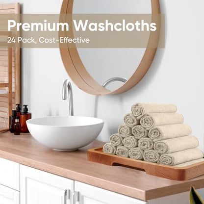 HOMEXCEL Washcloths 12PK, Ultra Soft&Highly Absorbent Face Towels, 12X12 in | Multi-Purpose Towels, Microfiber Wash Cloths for Bathroom, Hotel, Spa, Gym, and Kitchen, Machine Washable, Brown - color: Brown