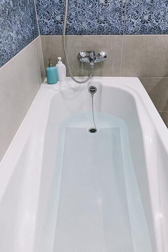 16"x40" Thike Matte White Self-Adhesive Vinyl Bath Mat Non Slip Safety Anti Skid Bathtub Placemat Sticker with Drain Cut Out Peel and Stick for Shower Floor Boat Area