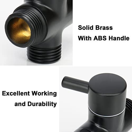 NearMoon Solid Brass G1/2" Shower Arm All Metal Universal 3-Way Diverter Valve for Handheld and Fixed Head, Replacement Component Adapter (Matte Black) - color: Matte Black