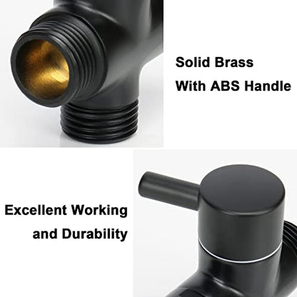NearMoon Solid Brass G1/2" Shower Arm All Metal Universal 3-Way Diverter Valve for Handheld and Fixed Head, Replacement Component Adapter (Matte Black) - color: Matte Black