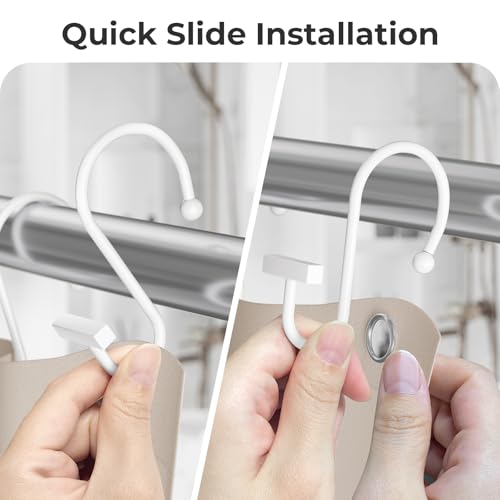 Bathway Shower Curtain Hooks, Shower Curtain Rings Rust Proof, 12PCS Shower Hooks for Shower Curtain, T-Bar Design Convenient Elegant Shower Curtain Hangers for Bathroom Kitchen Wardrobe, White - color: White