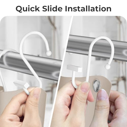 Bathway Shower Curtain Hooks, Shower Curtain Rings Rust Proof, 12PCS Shower Hooks for Shower Curtain, T-Bar Design Convenient Elegant Shower Curtain Hangers for Bathroom Kitchen Wardrobe, White - color: White