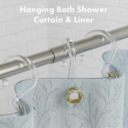 Bathway Plastic Shower Curtain Hooks, 12 Pcs, Clear, Decorative Hooks | Waterproof, Rust-Proof, Sturdy, Wear-Resistant, Drop-Proof, Multifunctional, Easy to Install, Classic and Attractive - color: Clear
